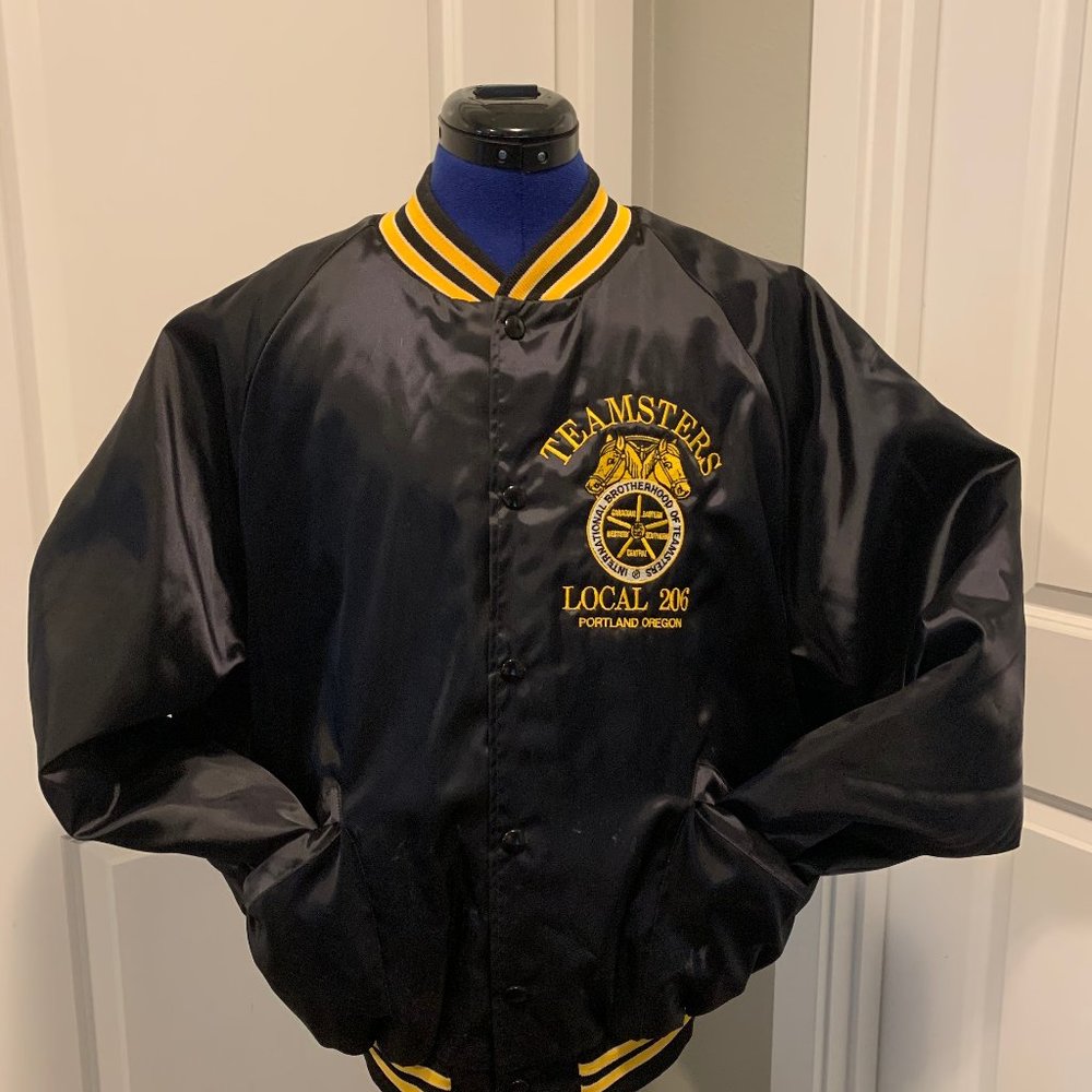 Vintage Men's Teamsters Satin Bomber Jacket